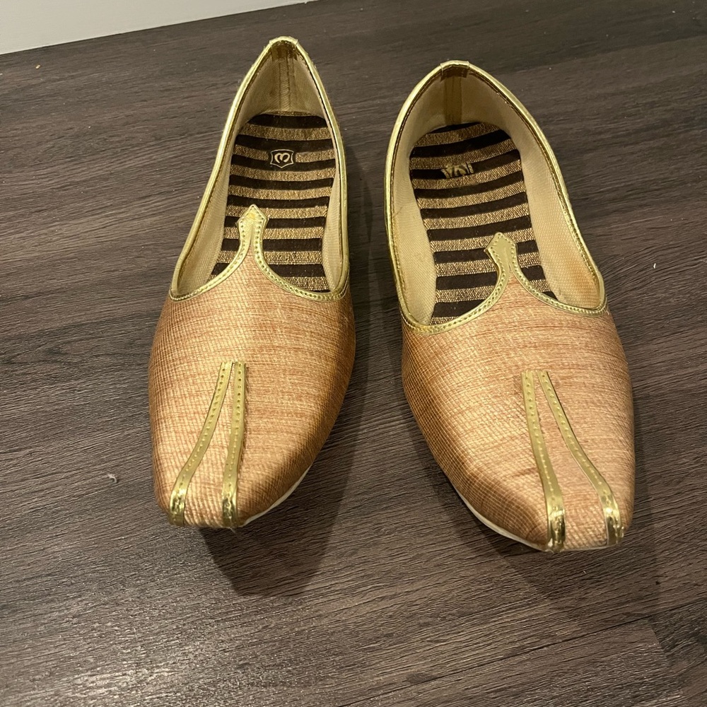 Ethnic Indian Wear Gold Loafers Slip-Ons